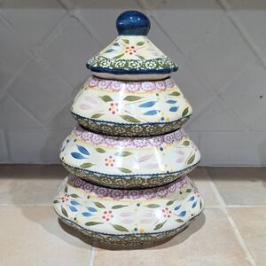Temp-Tations Multicolor Ceramic Tree Bowls And Salt And Peppers